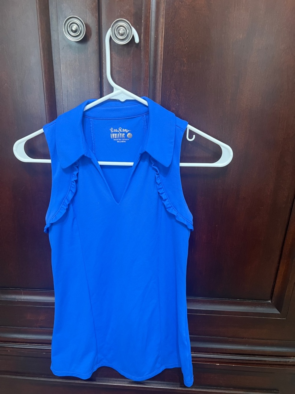 Lilly Pulitzer Royal Blue Sleeveless Polo Tank with Ruffle Trim